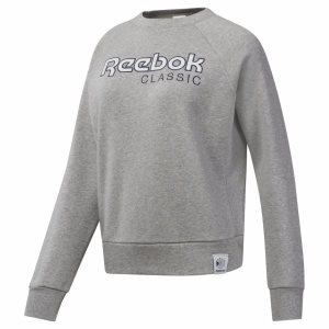 Bluza Damskie Reebok Classic Big Logo Fleece Crew Szare/Granatowe PL 82HEGTM